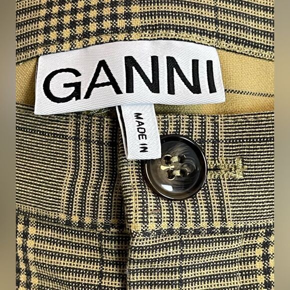 GANNI Hewitt Check Plaid Pant in tan and brown DE 38/ US 6 - Picture 7 of 10